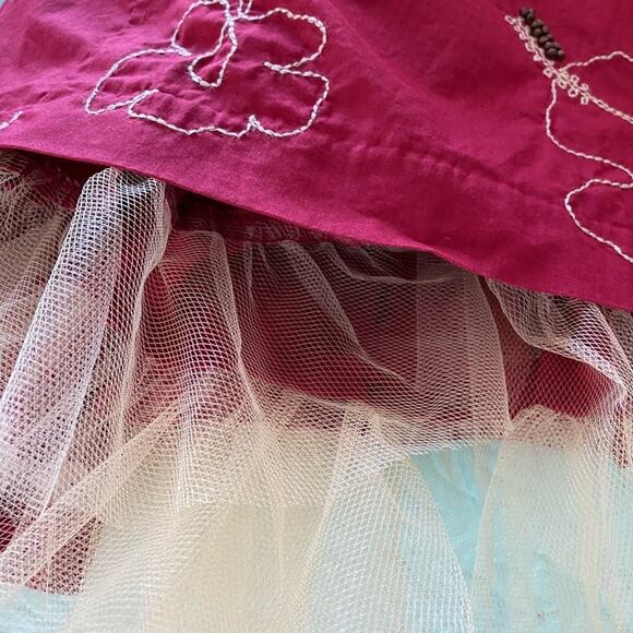 Tibi Embroidered Beaded Red Dress Size 8 - Picture 3 of 13